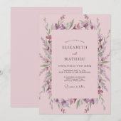 Lila Roze Wilde Bloemen Bruiloft Kaart (Voorkant / Achterkant)