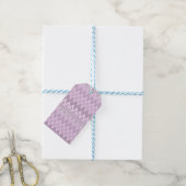 Lila, roze, zigzag cadeaulabel (Met Touw)