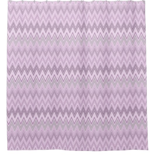 Lila, roze, zigzag douchegordijn (Voorkant)
