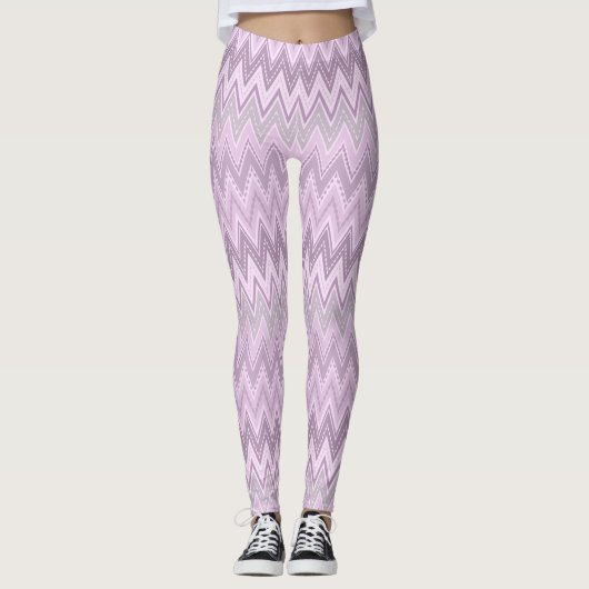 Lila, roze, zigzag leggings (Voorkant)