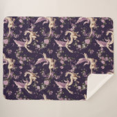 Lila, Rozen en White Dragons Sherpa Blanket Deken (Voorkant (horizontaal))