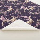 Lila, Rozen en White Dragons Sherpa Blanket Sherpa Deken (3/4)