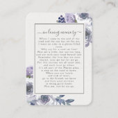 Lila Rozen Foto Funeral Memorial Poem Kaart Visitekaartje (Voorkant)