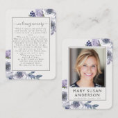 Lila Rozen Foto Funeral Memorial Poem Kaart Visitekaartje (Voorkant / Achterkant)