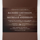 Lila Rozen Mason Jar String Lights Wedding Drieluik Uitnodiging (Binnenkant midden)