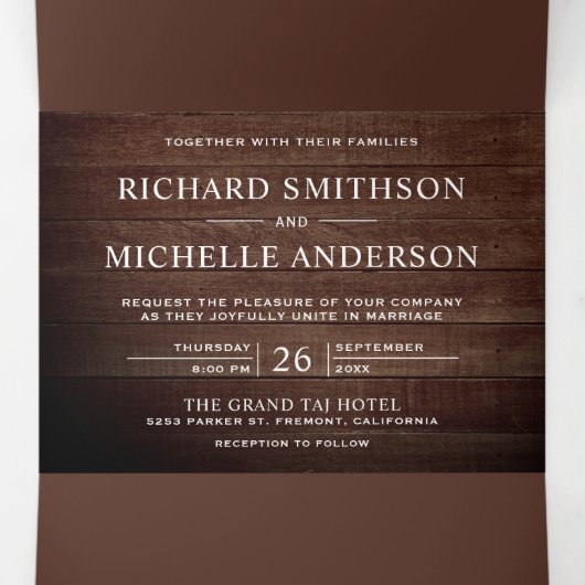 Lila Rozen Mason Jar String Lights Wedding Drieluik Uitnodiging (Binnenkant midden)