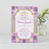 Lila Rozen Mexicaan 15e verjaardag Uitnodiging 1 (Staand voorkant)