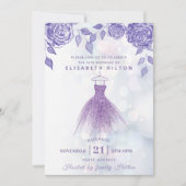Lila rozen moderne Glitter-jurk zestien Kaart (Voorkant)