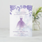 Lila rozen moderne Glitter-jurk zestien Kaart (Staand voorkant)