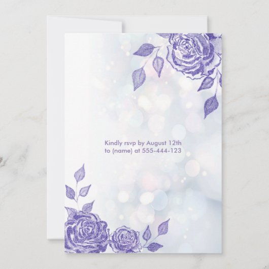 Lila rozen moderne Glitter-jurk zestien Kaart (Achterkant)