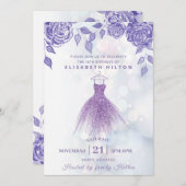 Lila rozen moderne Glitter-jurk zestien Kaart (Voorkant / Achterkant)