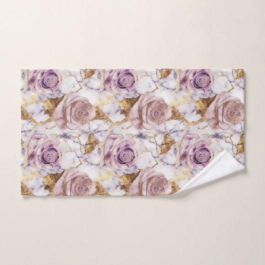 Lila Rozen op Antiek Gouden Marmer Bad Handdoek (Handdoek)