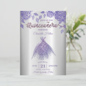 Lila rozen romantisch Glitter jurk Quinceañera I Kaart (Staand voorkant)