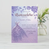 Lila rozen romantische glitter jurk Quinceañera in Kaart (Staand voorkant)