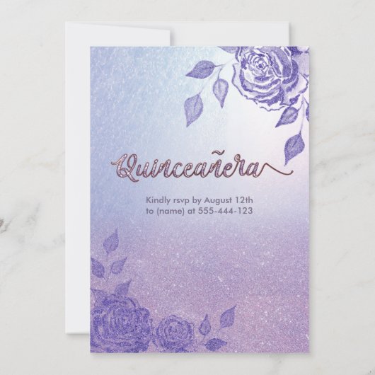 Lila rozen romantische glitter jurk Quinceañera in Kaart (Achterkant)
