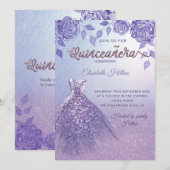 Lila rozen romantische glitter jurk Quinceañera in Kaart (Voorkant / Achterkant)