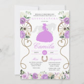 Lila Rozen Western Mariachi Charro Quinceañera Kaart (Voorkant)