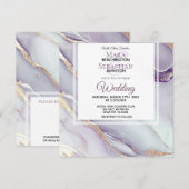 *~* LILA RSVP QR GOUD MARMER AR66 Bruiloft Kaart (Voorkant / Achterkant)