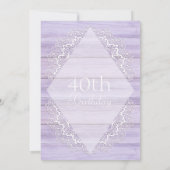 Lila Rustic Woodgrain en Lace Birthday Kaart (Achterkant)