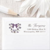 Lila rustieke bogen en bloesems etiket (Insitu)