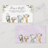 Lila Safari Dimals Diaper Raffle Card Insert Informatiekaartje (Voorkant / Achterkant)