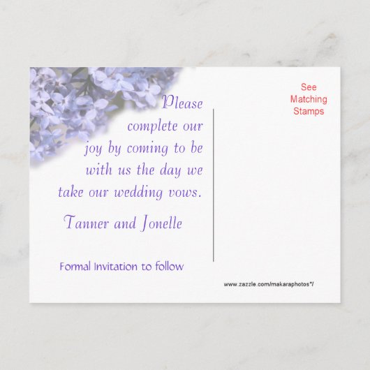 Lila Save-the-Date Uitnodiging- of elke gelegenhei Aankondigingskaart (Achterkant)