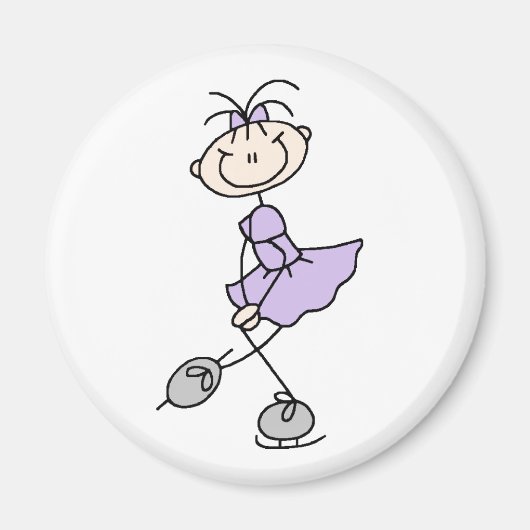 Lila schaatsen meisje magneet (Voorkant)
