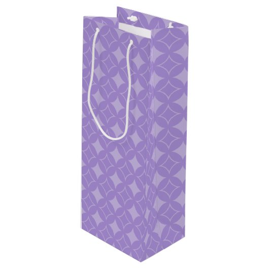 Lila scheepspatroon wijn cadeautas (Voorkant Gekanteld)