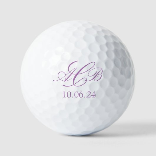  Lila Script Initiaal Monogram Favor Of Gift Golfballen (Voorkant)