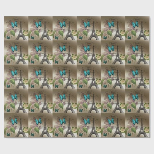 lila scripts moderne  parijs eiffeltoren cadeaupapier (Vlak)