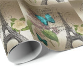 lila scripts moderne parijs eiffeltoren cadeaupapier (Rol Hoek)