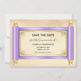 Lila Scroll Quinceañera De datum opslaan Kaart