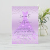Lila Sequin Ball Gown & Lights Sweet 16 Verjaardag Kaart (Staand voorkant)
