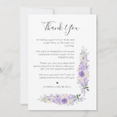 Lila Shades Flowers & Branches Foto Wedding Bedankkaart (Achterkant)