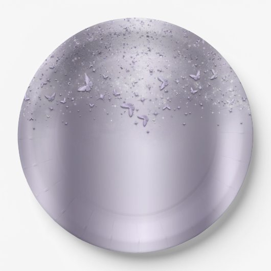 Lila Shimmer Flutter Butterfly Sweet 16 Party Papieren Bordje (Voorkant)