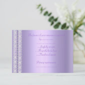 lila shimmer-reactiekaart rsvp (Staand voorkant)