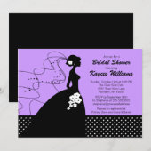 Lila Silhouette Bride Vrijgezellenfeest nodigt uit Kaart (Voorkant / Achterkant)