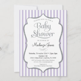 Lila Silver Baby shower Invitation Lavender Grey Kaart