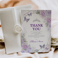 Lila Silver Quinceañera Butterfly - Hartelijk dank