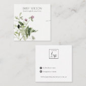 Lila Sjabloon van wilde flessen Ketting Vierkante Visitekaartje (Voorkant / Achterkant)