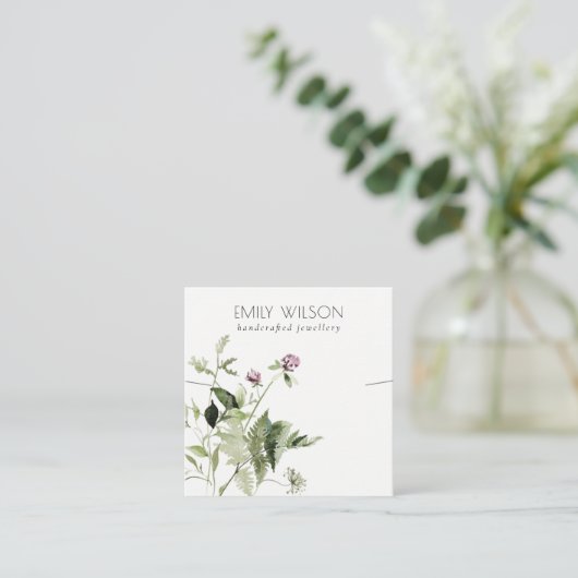 Lila Sjabloon van wilde flessen Ketting Vierkante Visitekaartje (Staand voorkant)