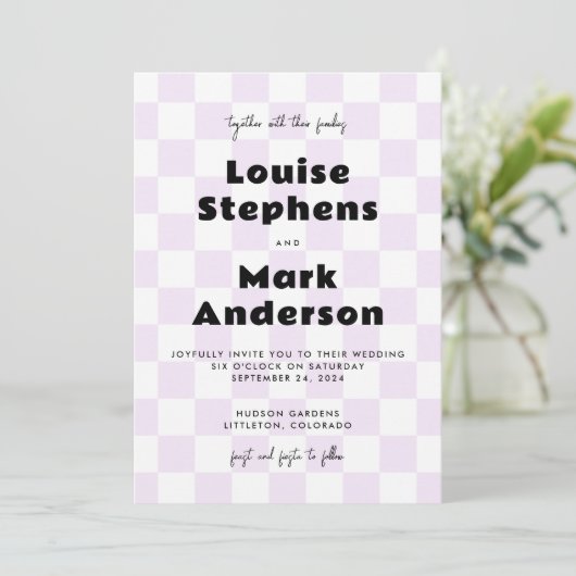 Lila  Skater niet-traditionele bruiloft Kaart (Staand voorkant)