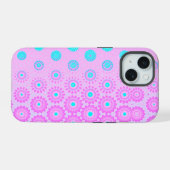 Lila, Sky Blue en Pink Flowers iPhone 15 Case (Achterkant horizontaal)