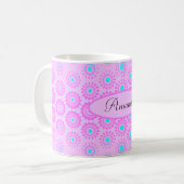 Lila, Sky Blue en Pink Flowers Koffiemok (Voorkant links)