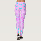 Lila, Sky Blue en Pink Flowers Leggings (Achterkant)