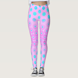 Lila, Sky Blue en Pink Flowers Leggings
