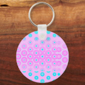 Lila, Sky Blue en Pink Flowers Sleutelhanger (Voorkant)