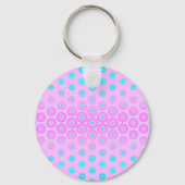 Lila, Sky Blue en Pink Flowers Sleutelhanger (Achterkant)
