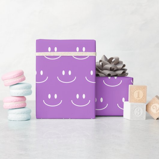 Lila Smile Pattern Wrapping Paper Cadeaupapier (Baby Shower)