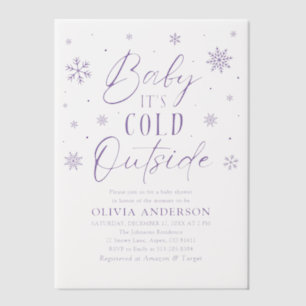Lila sneeuwvlok Baby Het is koud buiten Baby showe Vellum Uitnodigingen
